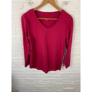 Soft Surroundings Women's High Low Hem Tee Shirt Long Sleeve Pink Size Small